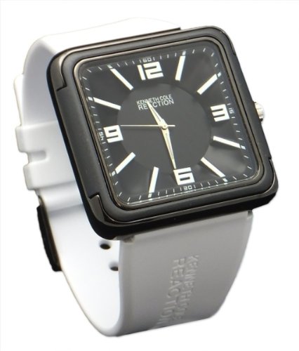 Kenneth Cole RK1260 Men Reaction Casual Square White Rubber Watch