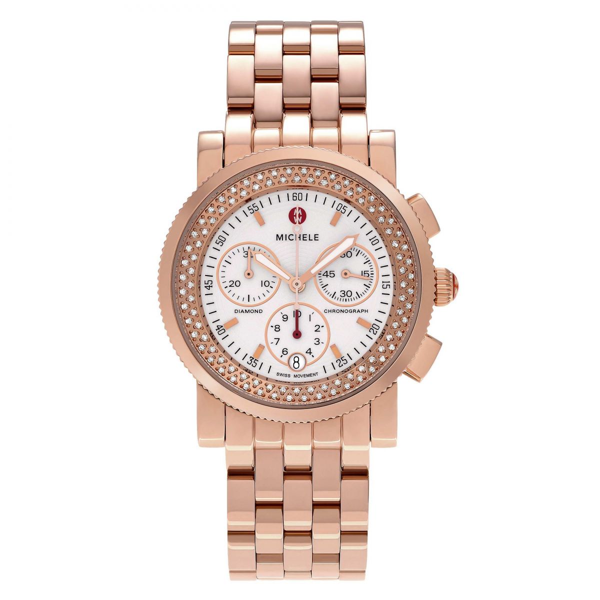 Michele Rose Gold Mother of Pearl Diamond Watch 